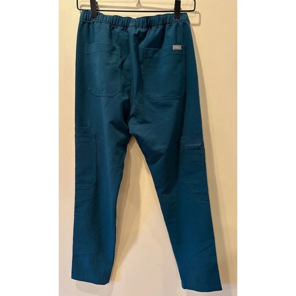 FIGS Cairo Slim Zip Fly Cargo Scrub‎ Pants Teal Mens Small/XS Tall Straight Leg